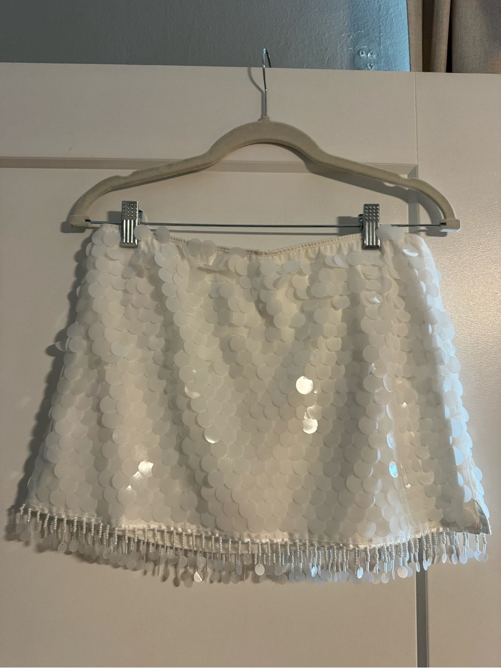 White Sequin Mini Skirt - Elegant Party Skirt
